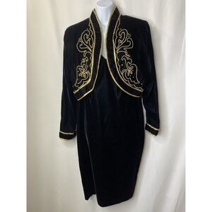 Vintage Vanna White Velvet Little Black Dress Size 16 Gala Event Regency Royal